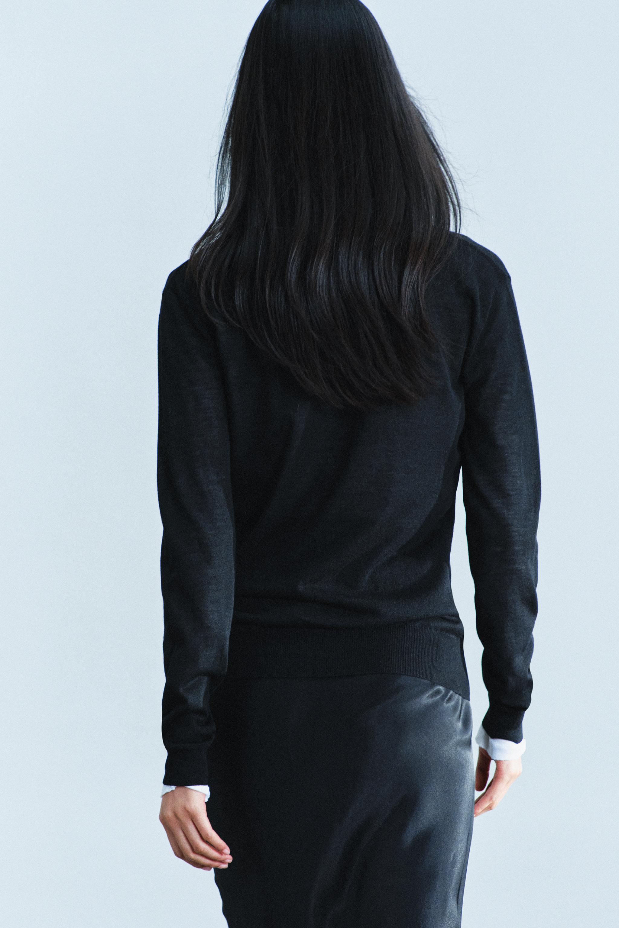 CROSS-FRONT DRAPED-NECK KNIT JUMPER